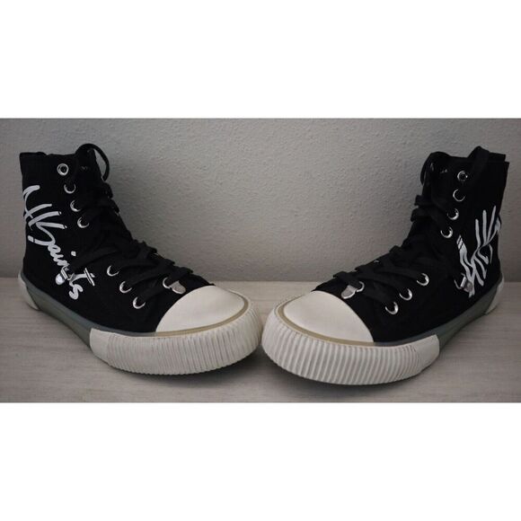 ALLSAINTS ZW0233 Women Sz 8M Black Canvas Elena Signature High Top Sneakers - Picture 9 of 10